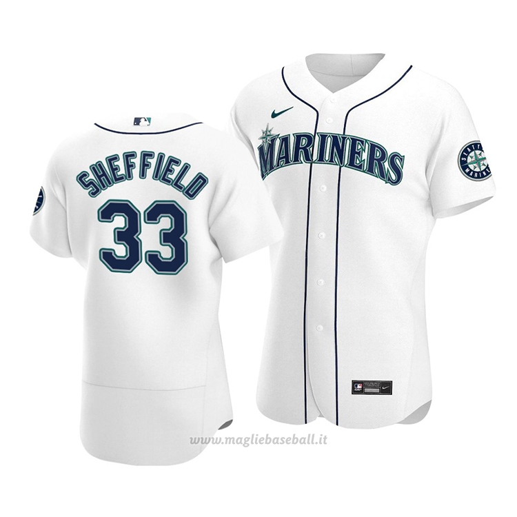 Maglia Baseball Uomo Seattle Mariners Justus Sheffield Autentico Primera Bianco